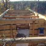A view from above, with the joists in place and the 6X6 plates up.